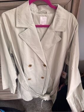 Kohl's Cream Double-Breasted Trench Coat